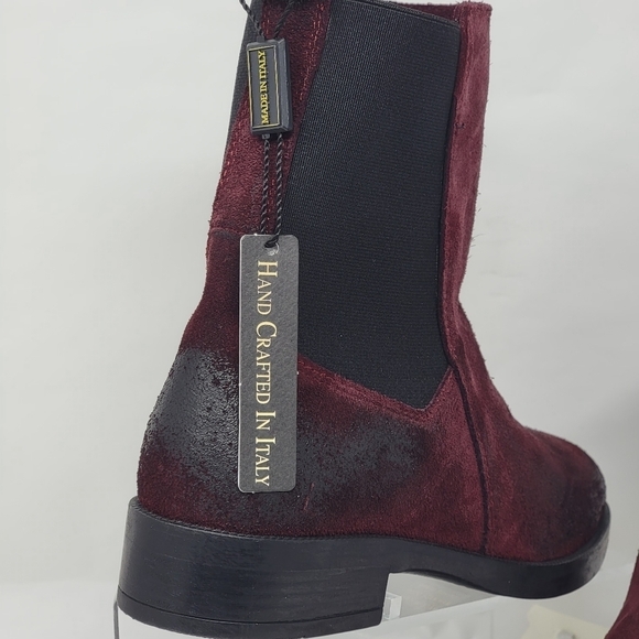 Emanuele Crasto Women's Mid Calf Burgundy Leather Boots Made In Italy Sz 37 New - Picture 8 of 12